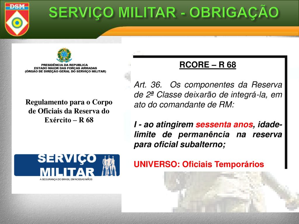 Regulamento para o Corpo de Oficiais da Reserva do Exército – R 68