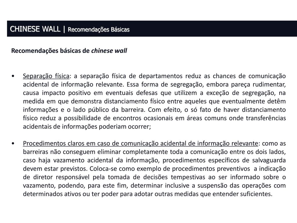 Chinese Wall: a segregação de atividades nas instituições financeiras