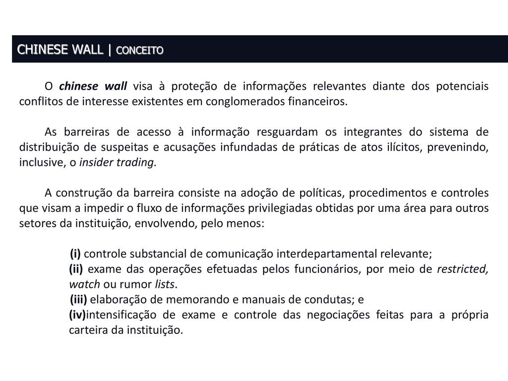 Chinese Wall: a segregação de atividades nas instituições financeiras