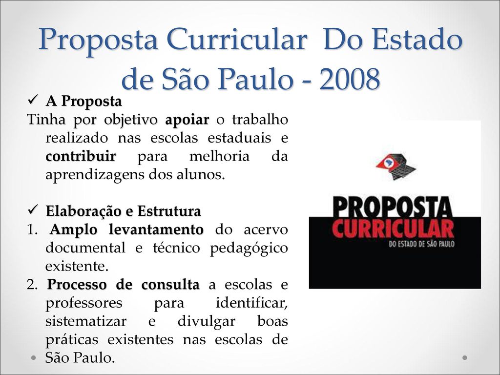 Proposta Curricular Do Estado de São Paulo