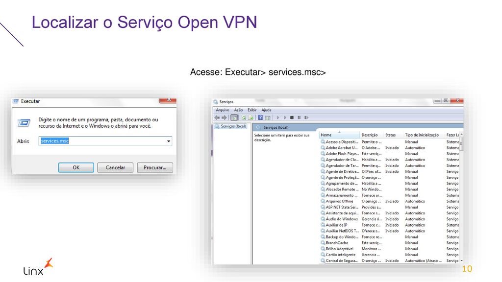 Localizar o Serviço Open VPN