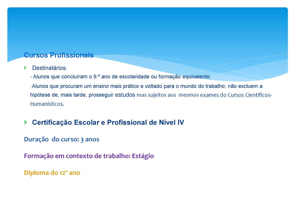 Certificação Escolar e Profissional de Nível IV