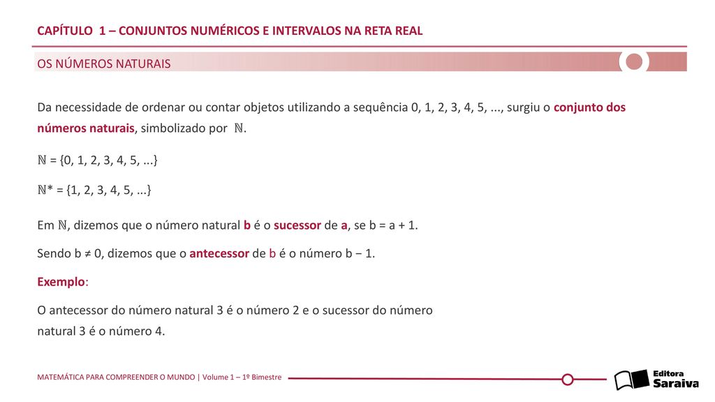 Capítulo 1 – Conjuntos numéricos e intervalos na reta real