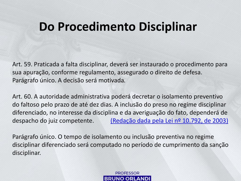 Do Procedimento Disciplinar