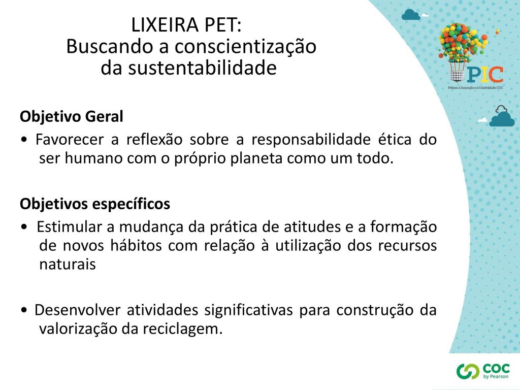LIXEIRA PET: Buscando a conscientização da sustentabilidade