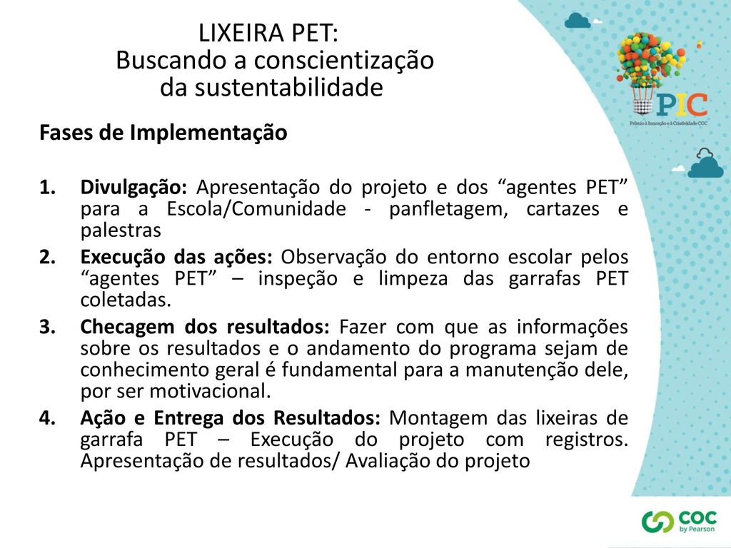 LIXEIRA PET: Buscando a conscientização da sustentabilidade