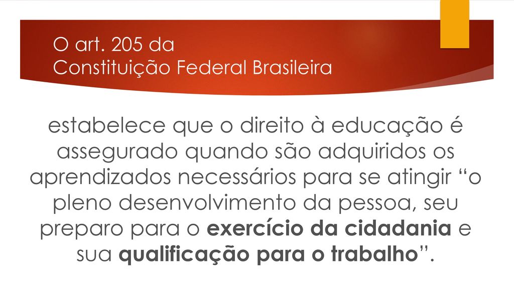 O art. 205 da Constituição Federal Brasileira