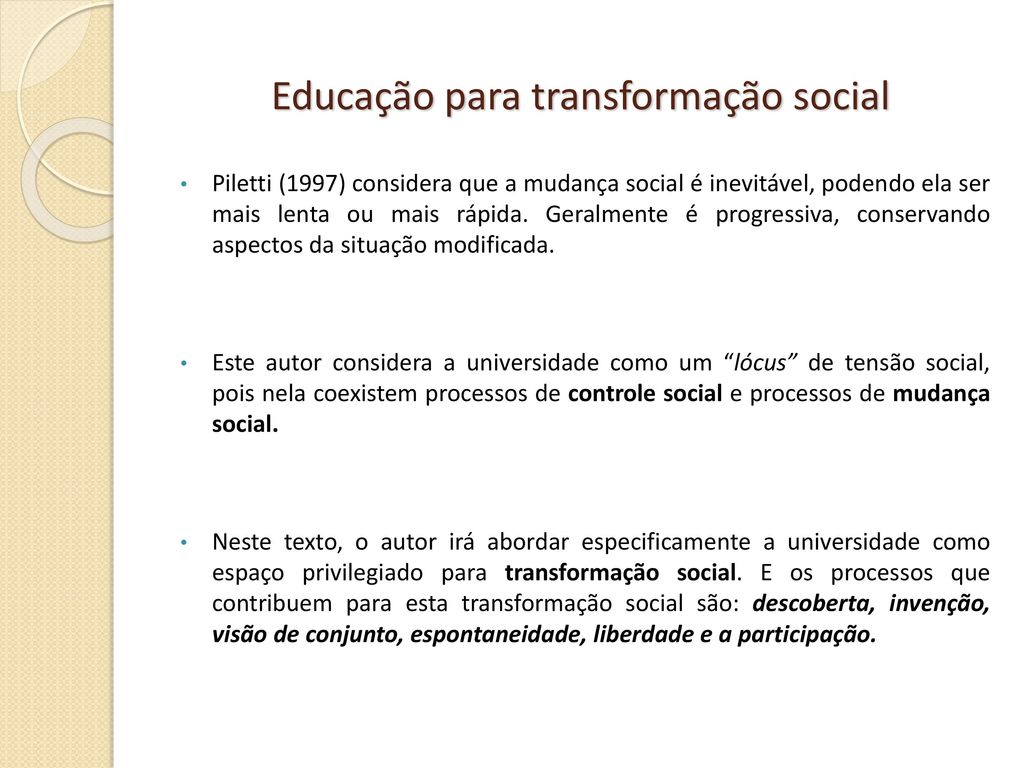 Educação para transformação social