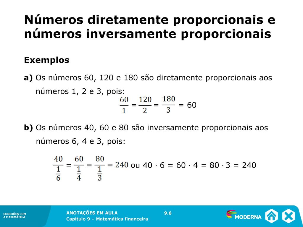 Números diretamente proporcionais e números inversamente proporcionais