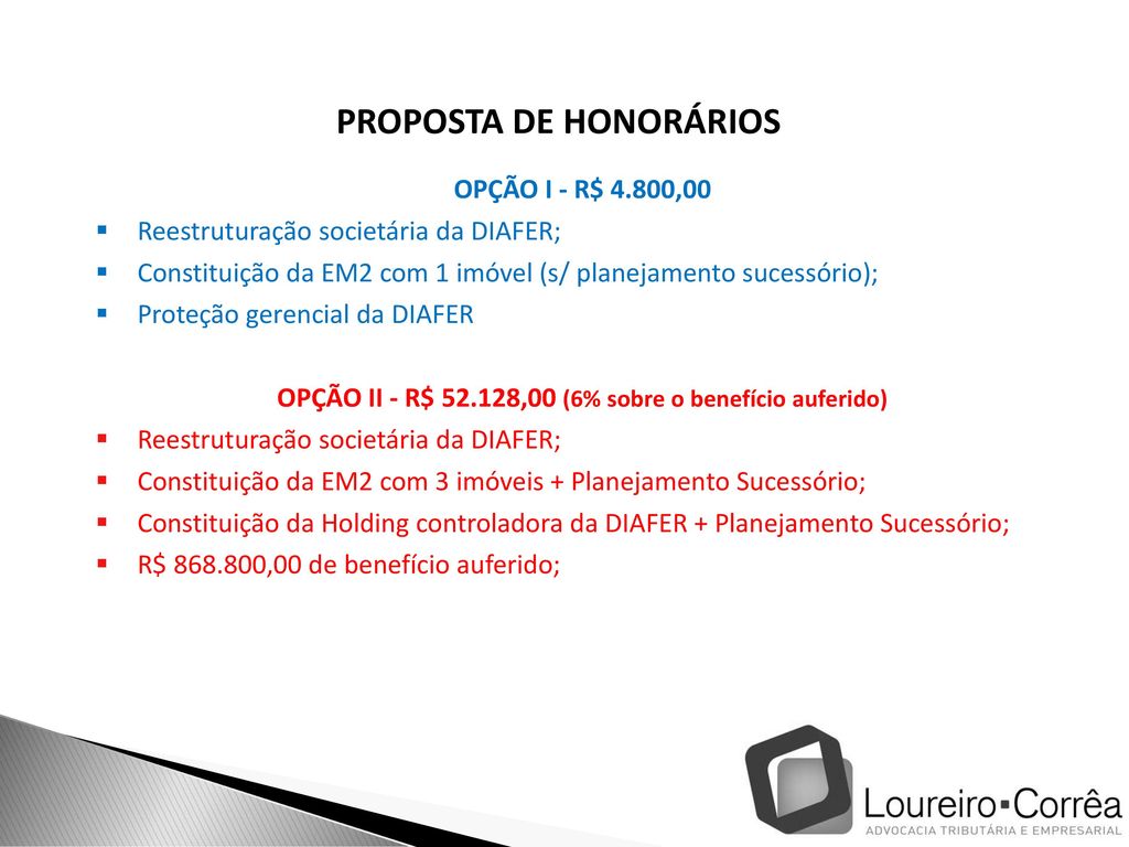 PROPOSTA DE HONORÁRIOS