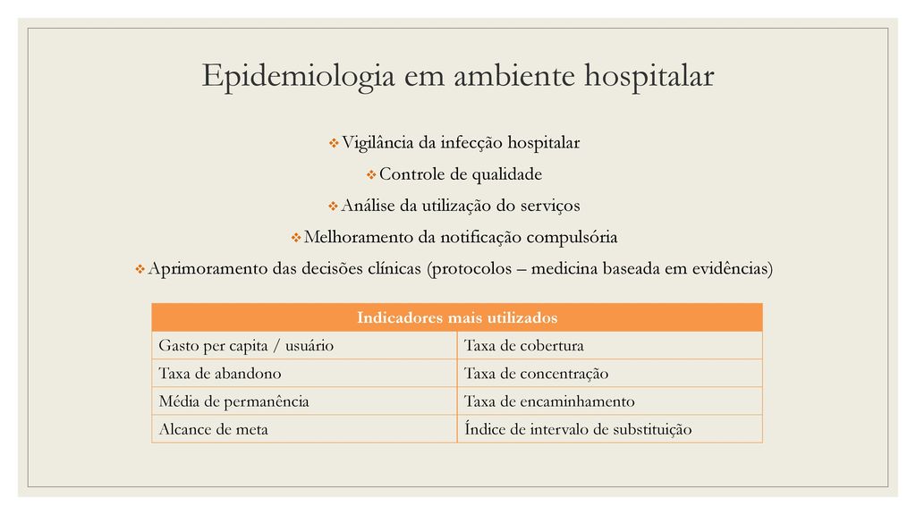 Epidemiologia em ambiente hospitalar