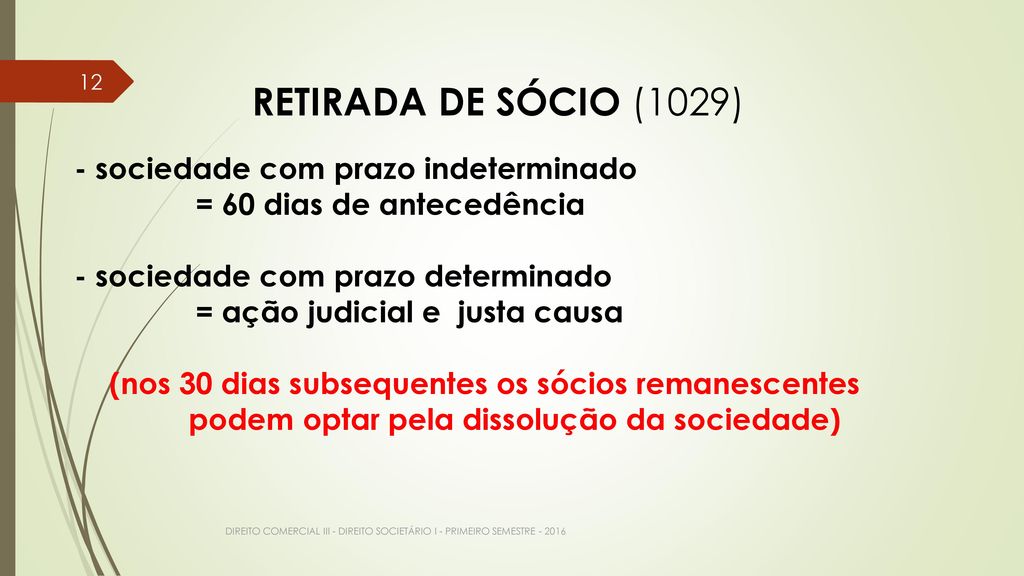 RETIRADA DE SÓCIO (1029) = 60 dias de antecedência