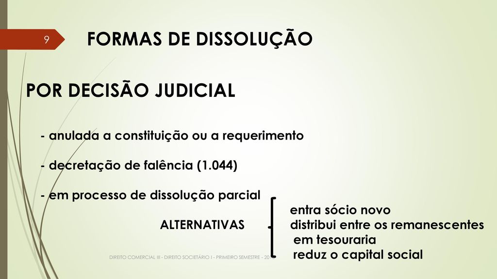 POR DECISÃO JUDICIAL FORMAS DE DISSOLUÇÃO