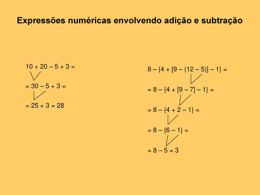 Expressões numéricas envolvendo adição e subtração
