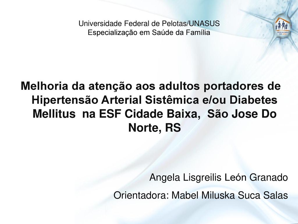 Universidade Federal de Pelotas/UNASUS Especialização em Saúde da Família
