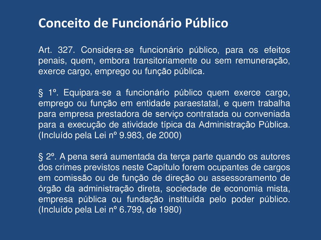 Conceito de Funcionário Público paras Fins Penais, EAD