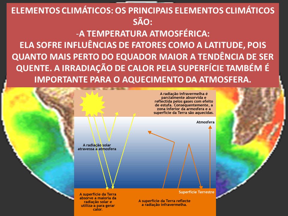 ELEMENTOS CLIMÁTICOS: OS PRINCIPAIS ELEMENTOS CLIMÁTICOS SÃO: