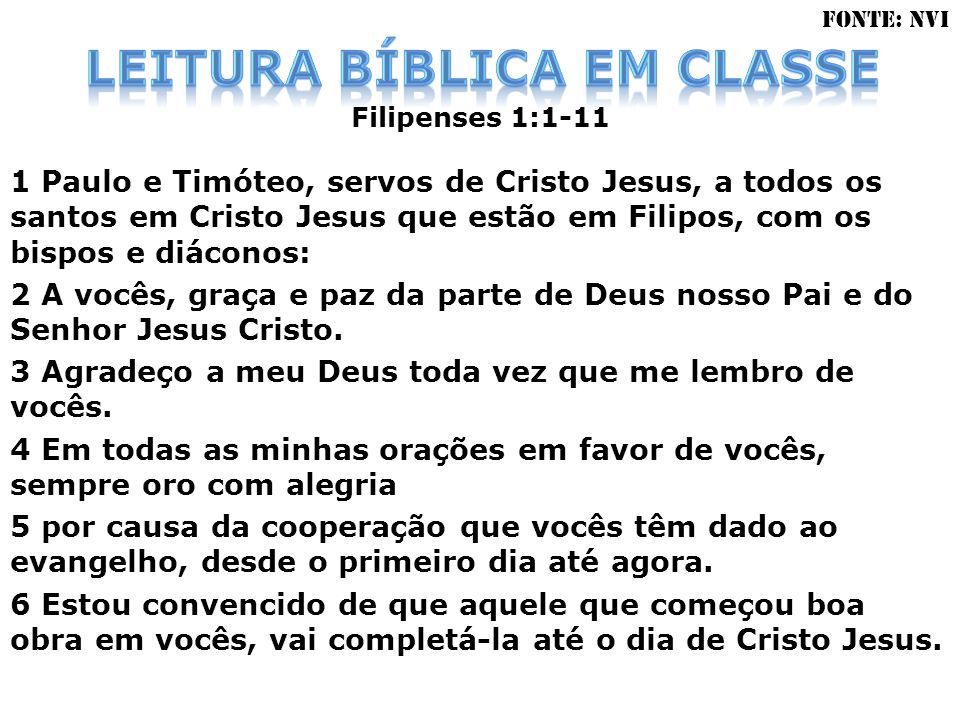 LEITURA BÍBLICA EM CLASSE