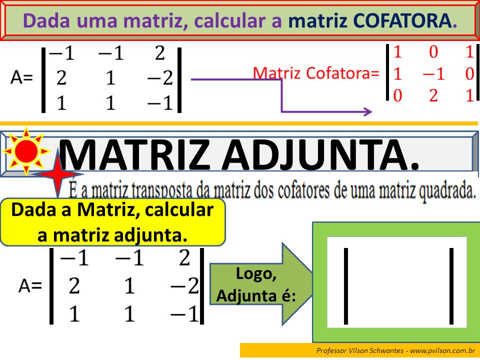 Dada uma matriz, calcular a matriz COFATORA.