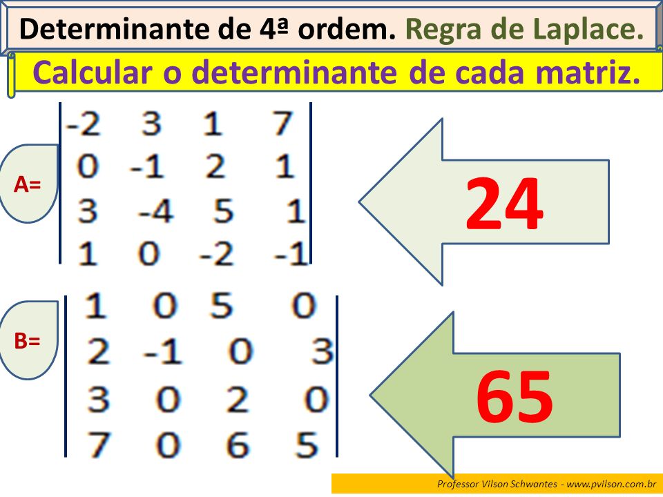 24 65 Calcular o determinante de cada matriz.