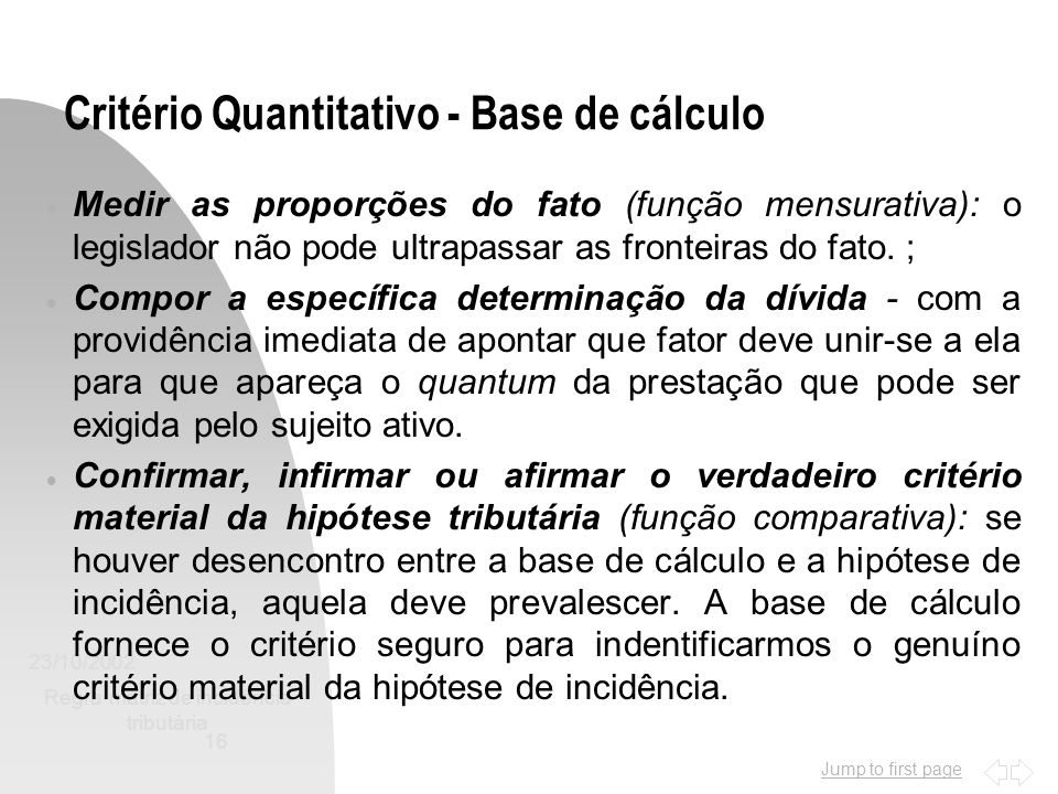 Critério Quantitativo - Base de cálculo