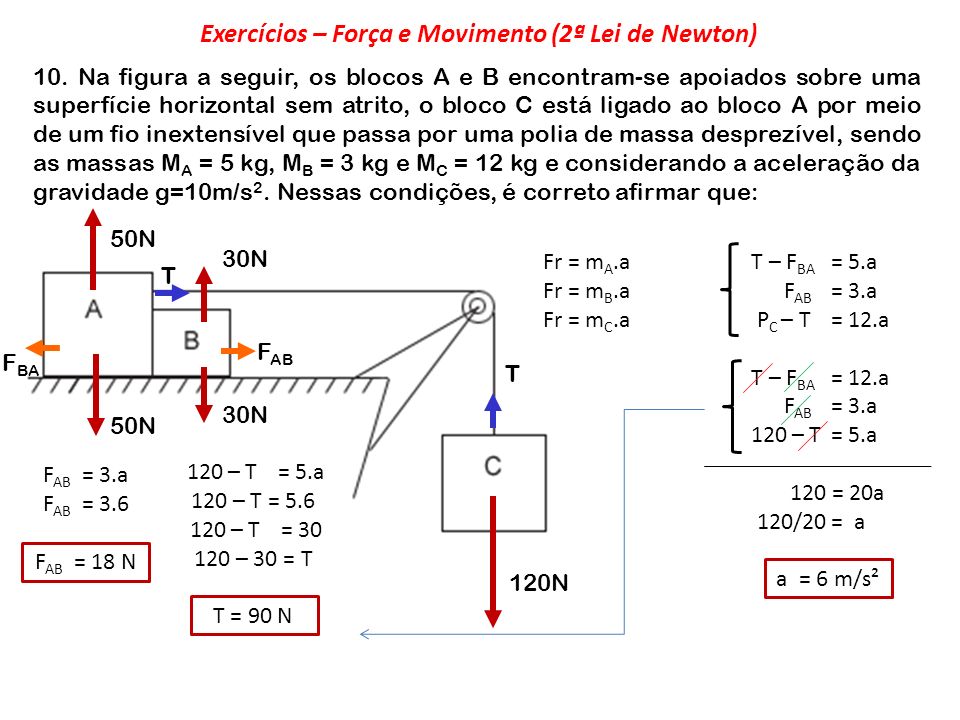 Exercícios – Força e Movimento (2ª Lei de Newton)