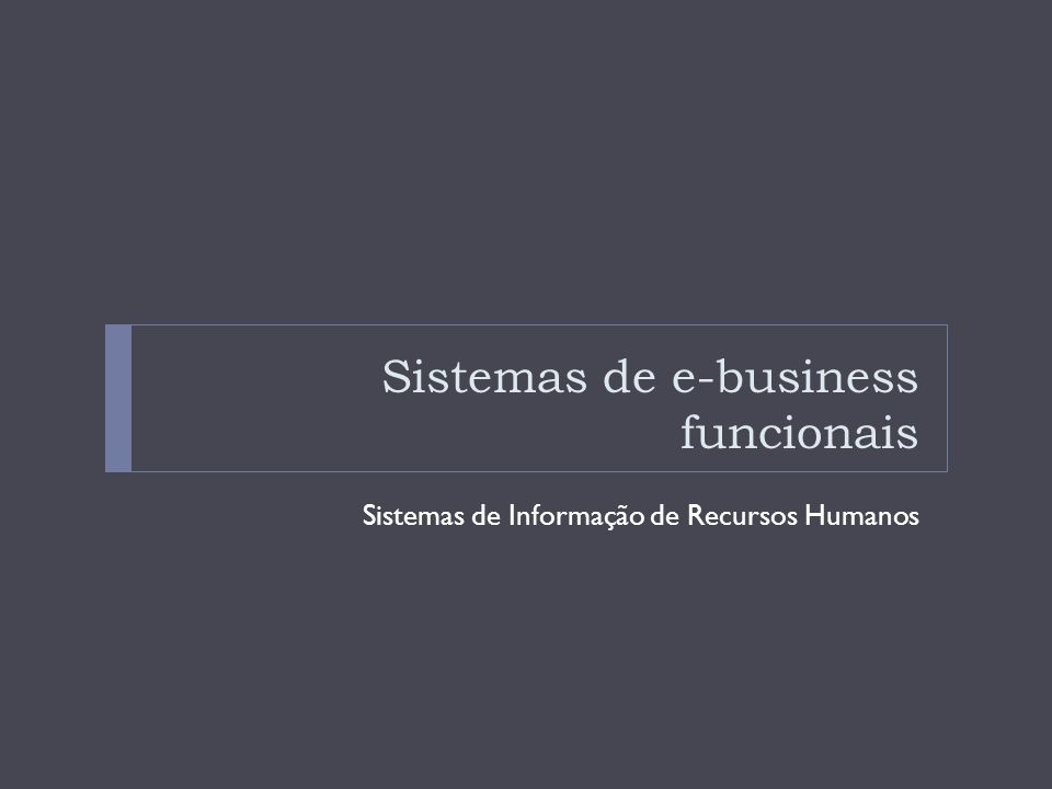 Sistemas de e-business funcionais