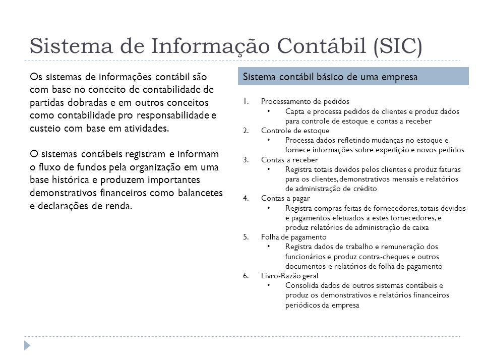 Sistema de Informação Contábil (SIC)