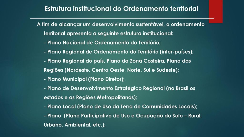 Estrutura institucional do Ordenamento territorial