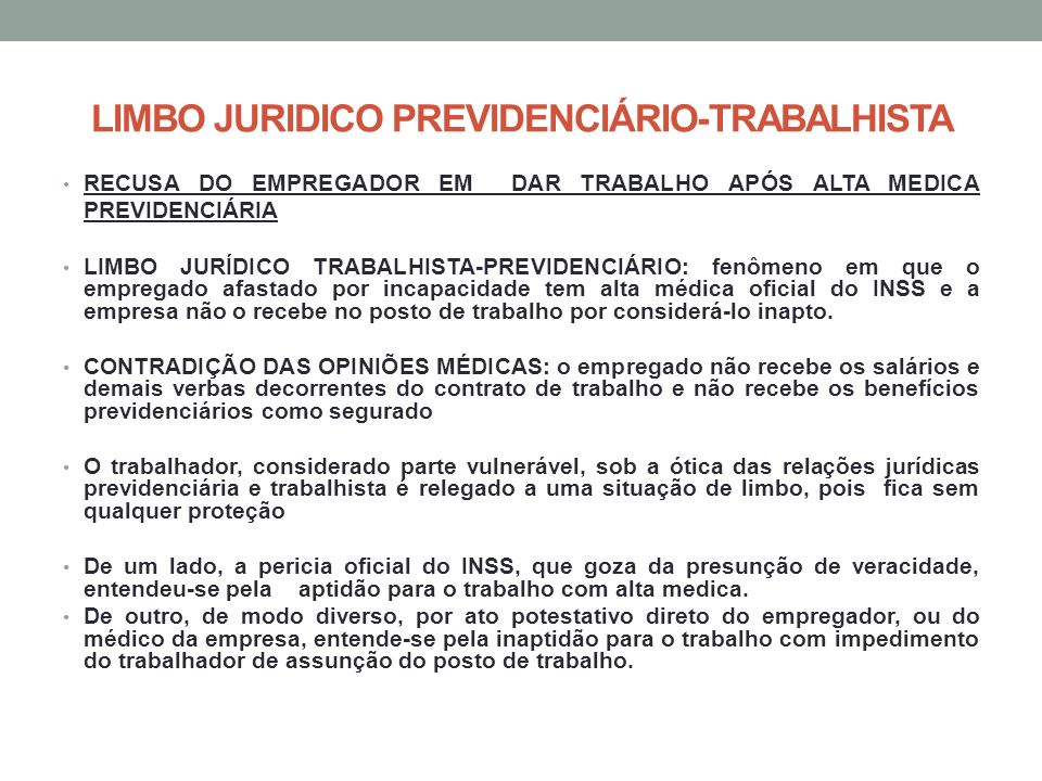 Limbo jurídico trabalhista-previdenciário: a situação do segurado