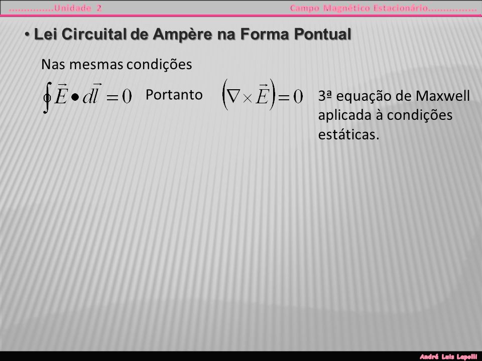 Lei Circuital de Ampère na Forma Pontual