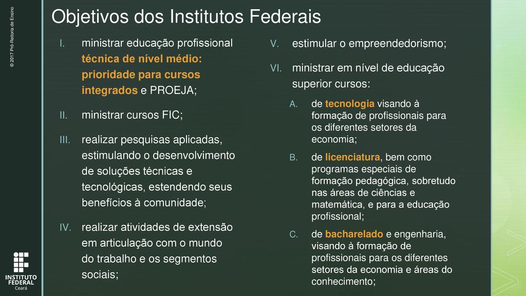 Objetivos dos Institutos Federais