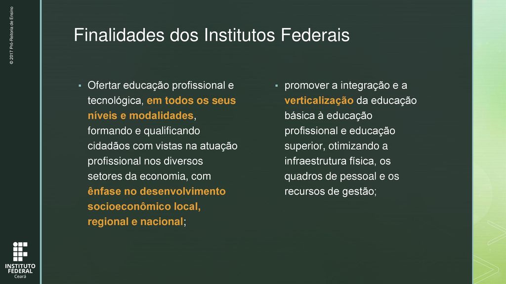 Finalidades dos Institutos Federais