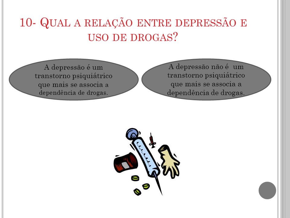 10- Qual a relação entre depressão e uso de drogas