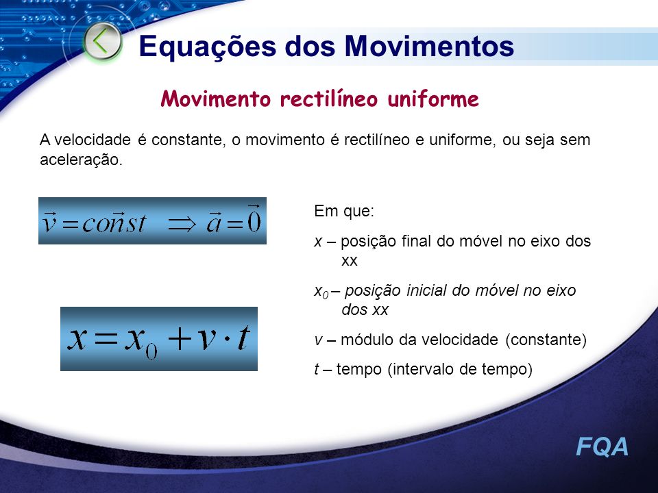 Equações dos Movimentos