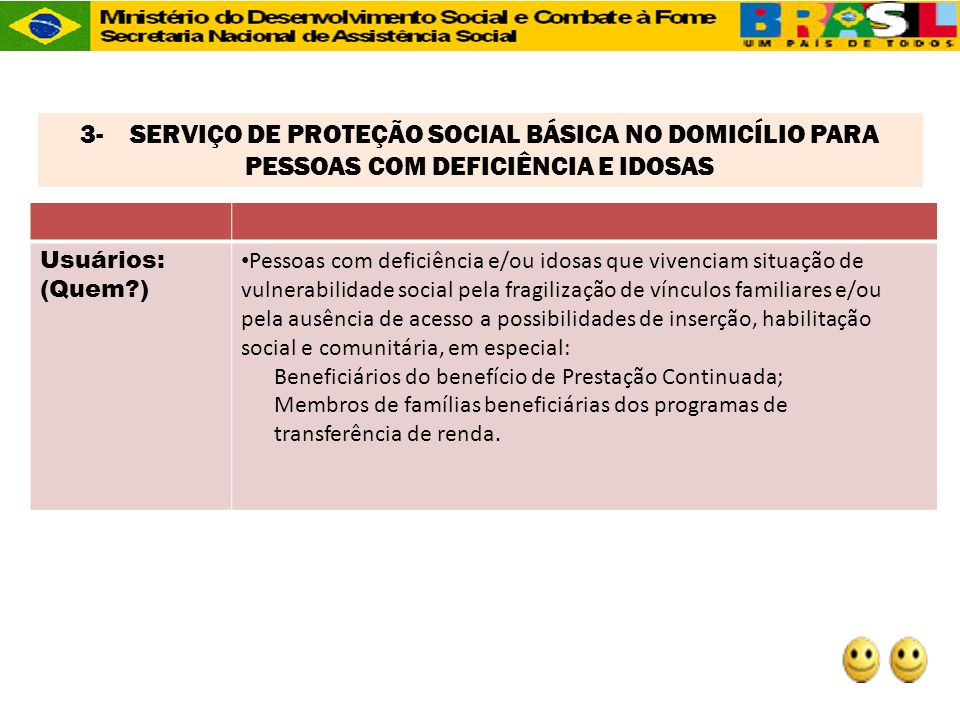 3- SERVIÇO DE PROTEÇÃO SOCIAL BÁSICA NO DOMICÍLIO PARA PESSOAS COM DEFICIÊNCIA E IDOSAS