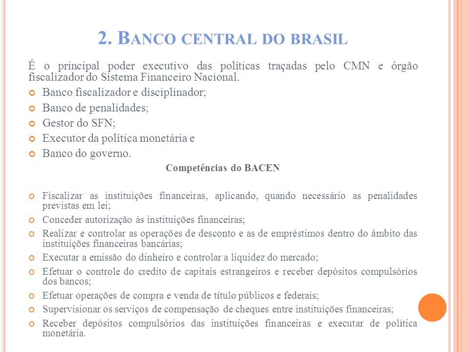 2. Banco central do brasil