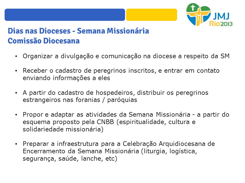 Dias nas Dioceses - Semana Missionária Comissão Diocesana