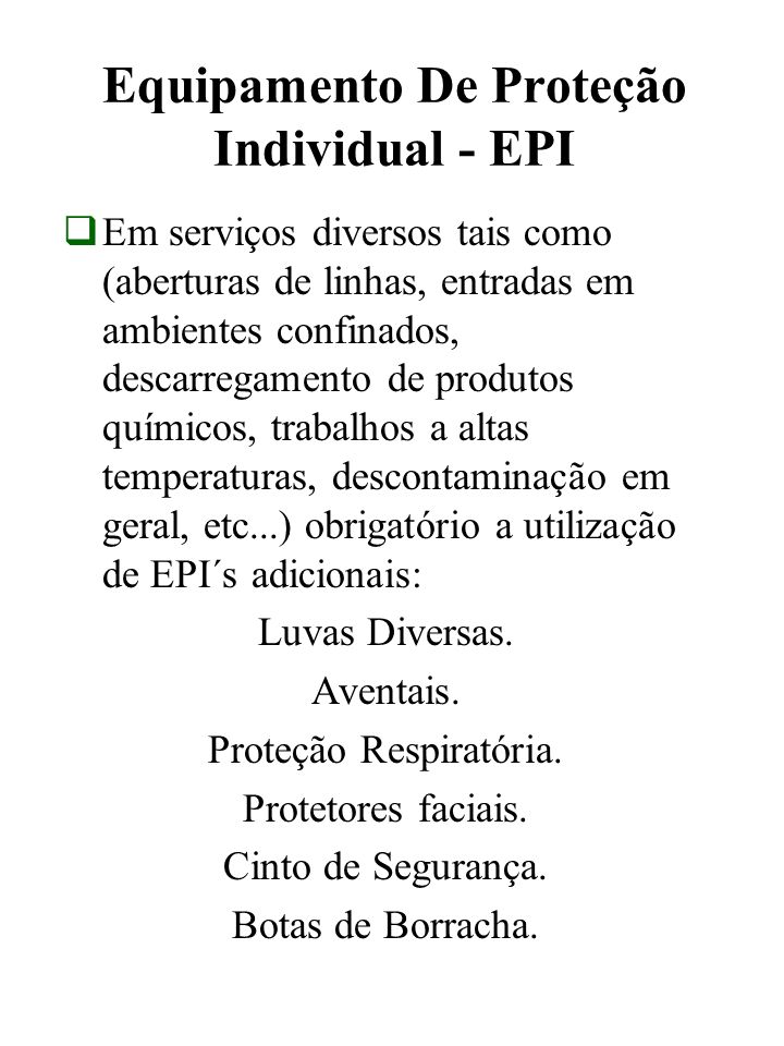 Equipamento De Proteção Individual - EPI