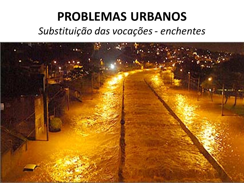 PROBLEMAS URBANOS Substituição das vocações - enchentes