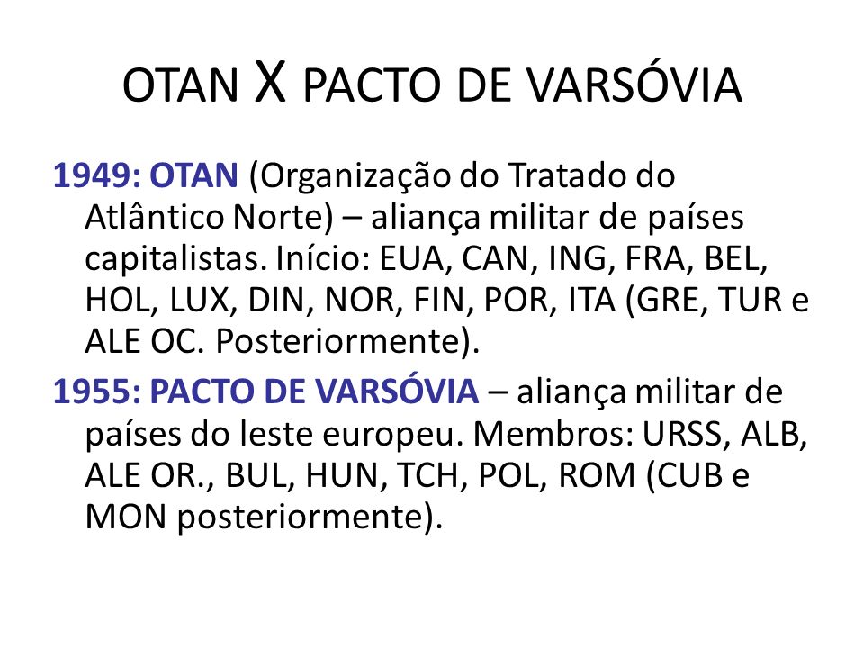 OTAN X PACTO DE VARSÓVIA