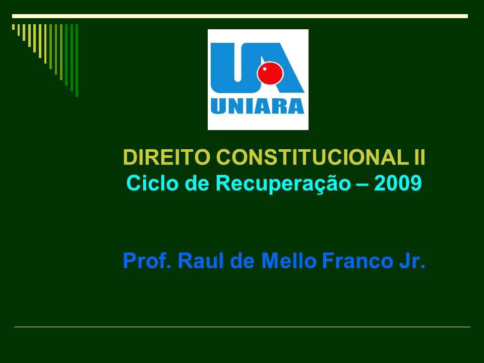 DIREITO CONSTITUCIONAL II Ciclo de Recuperação – 2009 Prof