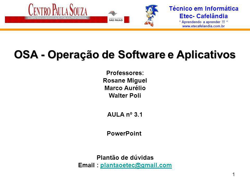 OSA - Operação de Software e Aplicativos