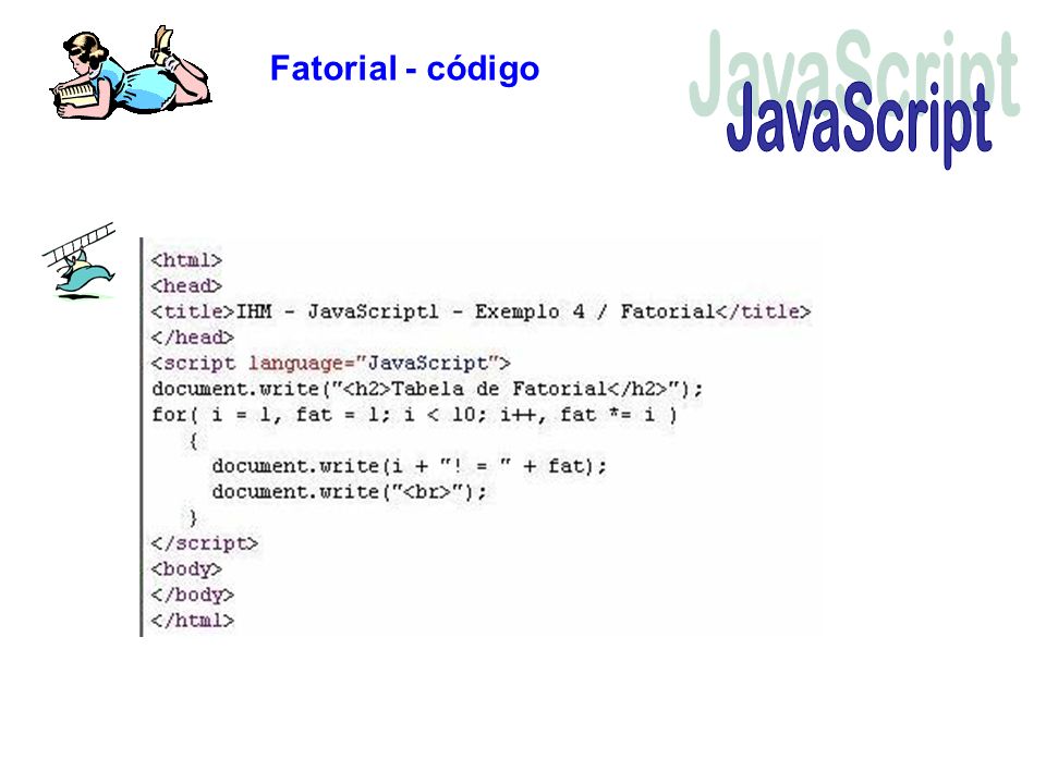 Fatorial - código JavaScript