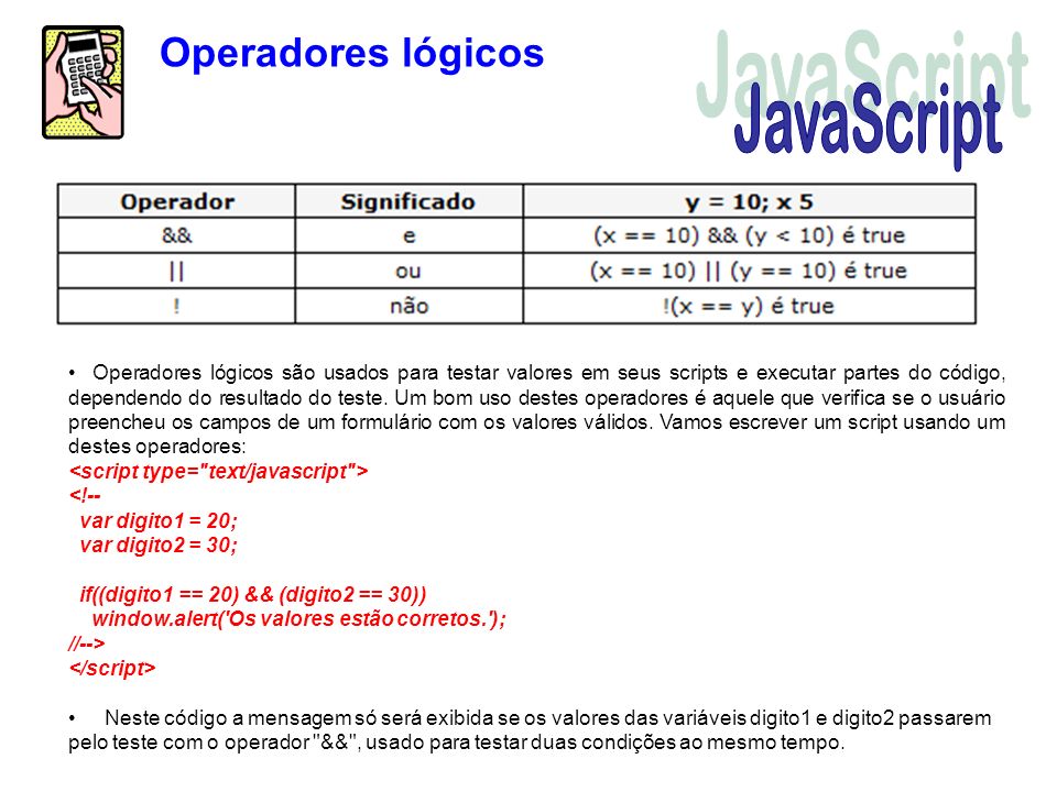 JavaScript Operadores lógicos