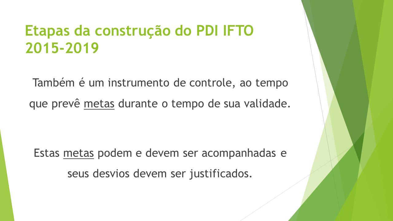 Etapas da construção do PDI IFTO