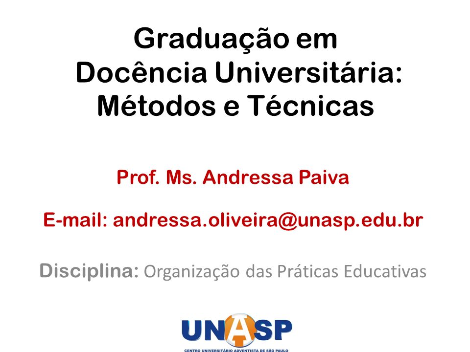 Graduação em Docência Universitária: Métodos e Técnicas