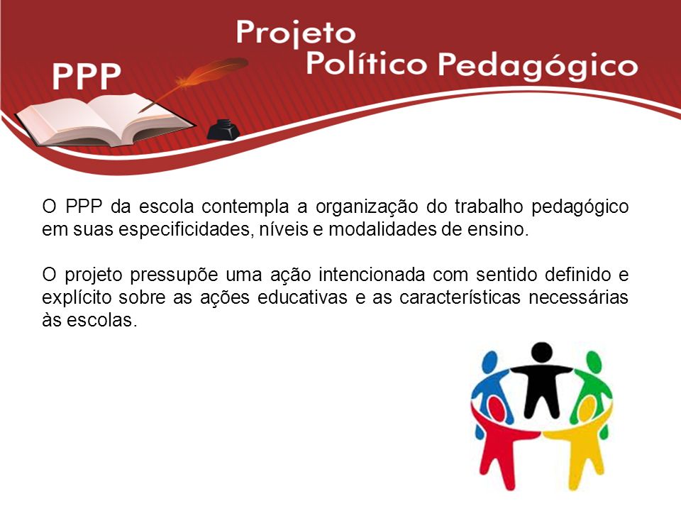 O PPP da escola contempla a organização do trabalho pedagógico em suas especificidades, níveis e modalidades de ensino.