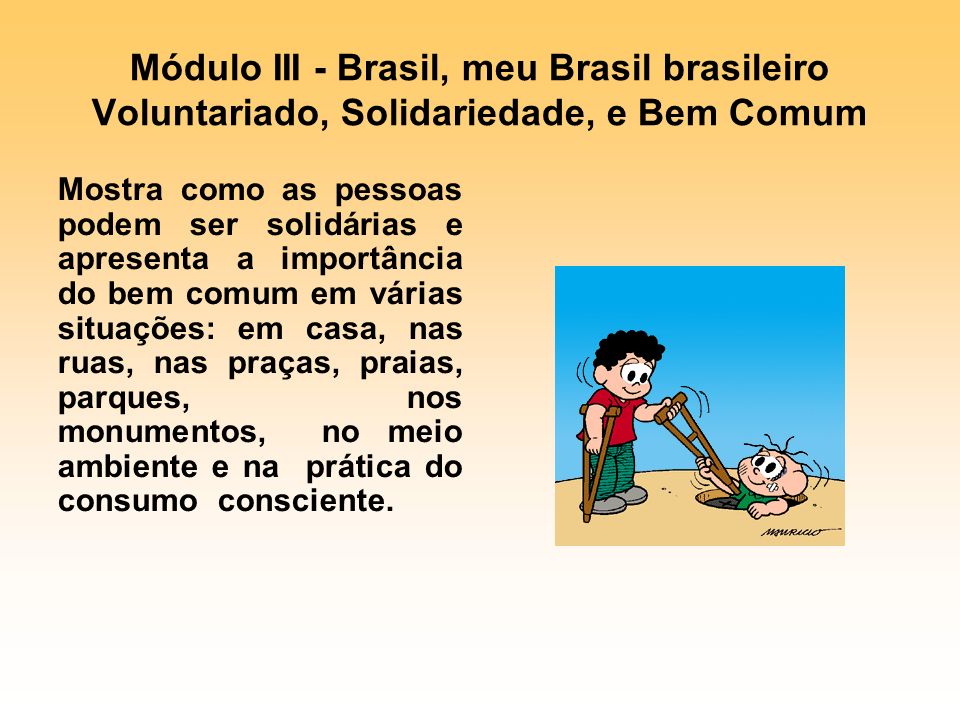 Módulo III - Brasil, meu Brasil brasileiro Voluntariado, Solidariedade, e Bem Comum