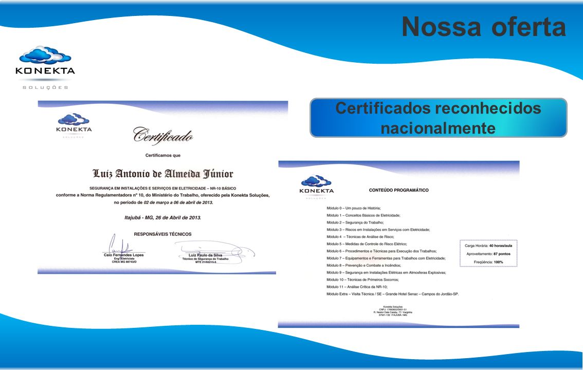 Certificados reconhecidos nacionalmente